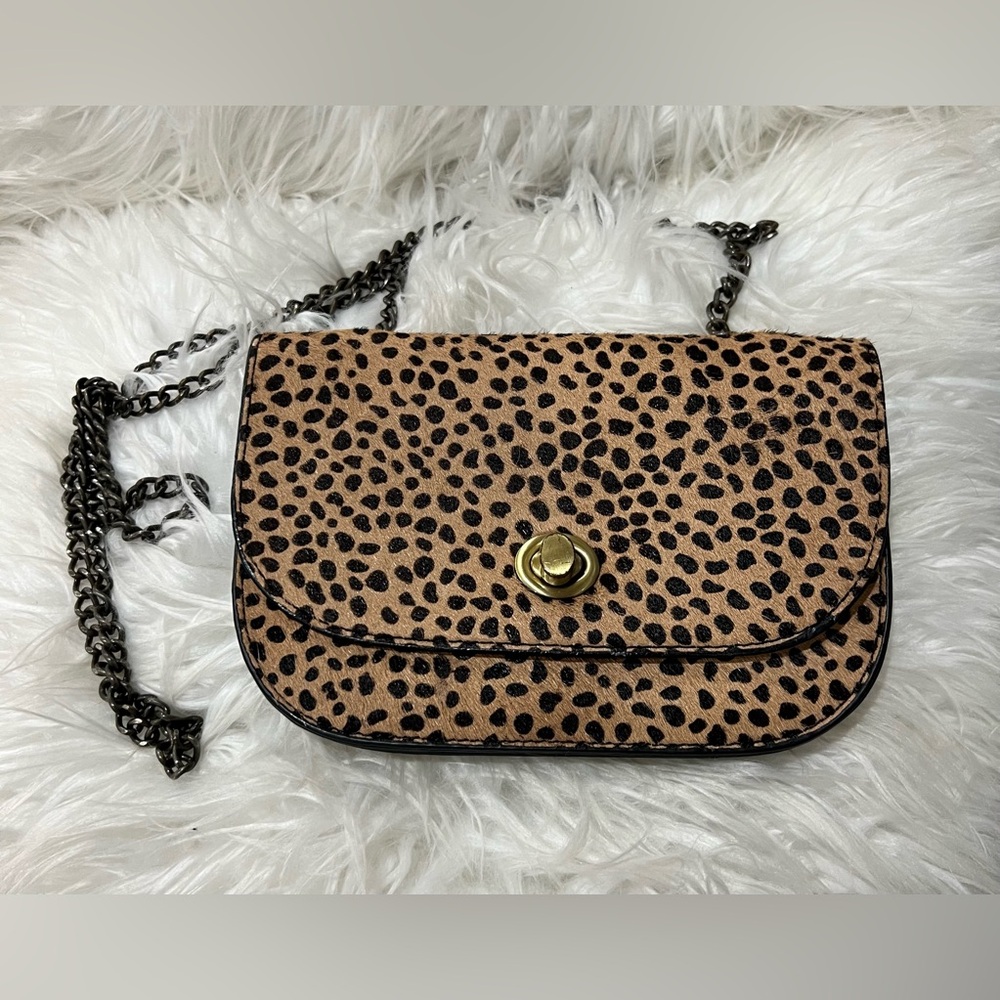 Anthropologie Hair Calf / Leopard Print Crossbody Bag excellent condition
